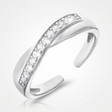 RCJ - Toe Ring with Crossover Motif in Sterling Silver with Cubic Zirconia - One Size - Silver - View 4