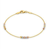 RCJ - 14k Tri Color Gold Anklet with Textured Beads - 10 - Gold - View 2
