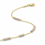 RCJ - 14k Tri Color Gold Anklet with Textured Beads - 10 - Gold - View 4