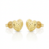 RCJ - 14k Yellow Gold Puffed Heart Earrings with Diamond Cuts - One Size - Gold - View 3