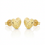 RCJ - 14k Yellow Gold Puffed Heart Earrings with Diamond Cuts - One Size - Gold - View 4