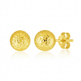 RCJ - 14k Yellow Gold Ball Earrings with Crystal Cut Texture - One Size - Gold - View 2