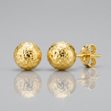RCJ - 14k Yellow Gold Ball Earrings with Crystal Cut Texture - One Size - Gold - View 4