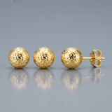 RCJ - 14k Yellow Gold Ball Earrings with Crystal Cut Texture - One Size - Gold - View 3