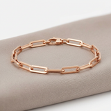 RCJ - 14K Rose Gold Bold Paperclip Chain Bracelet - 7.5 - Pink - View 2