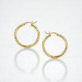RCJ - 10k Yellow Gold Diamond Cut Hoop Earrings (15mm) - One Size - Gold - View 4