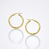 RCJ - 10k Yellow Gold Diamond Cut Hoop Earrings (15mm) - One Size - Gold - View 2