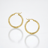 RCJ - 10k Yellow Gold Diamond Cut Hoop Earrings (15mm) - One Size - Gold - View 3