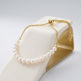 RCJ - 14k Yellow Gold Adjustable Friendship Bracelet with Pearls - 9.25 - Gold - View 2