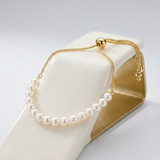 RCJ - 14k Yellow Gold Adjustable Friendship Bracelet with Pearls - 9.25 - Gold - View 4