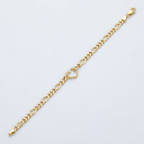 RCJ - 14k Yellow Gold 7 inch Figaro Chain Bracelet with Heart - Gold - View 3