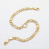 RCJ - 14k Yellow Gold 7 inch Figaro Chain Bracelet with Heart - Gold - View 4