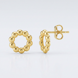 RCJ - 14K Yellow Gold Beaded Circle Earrings - One Size - Gold - View 2