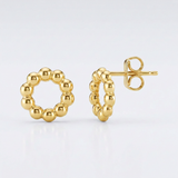 14K Yellow Gold Beaded Circle Earrings — One Size / Gold — view 2