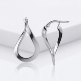 RCJ - 14k White Gold Twisted Freeform Hoop Earrings - One Size - Silver - View 3