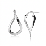 RCJ - 14k White Gold Twisted Freeform Hoop Earrings - One Size - Silver - View 2