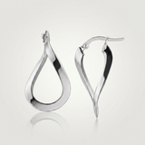 RCJ - 14k White Gold Twisted Freeform Hoop Earrings - One Size - Silver - View 4