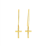 RCJ - 14k Yellow Gold Dangle Cross Earrings - One Size - Gold - View 2