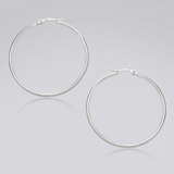 RCJ - 10k White Gold Polished Hoop Earrings (30mm) - One Size - Silver - View 3