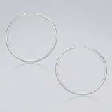 RCJ - 10k White Gold Polished Hoop Earrings (30mm) - One Size - Silver - View 2
