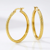 RCJ - 14k Yellow Gold Tube Textured Round Hoop Earrings - One Size - Gold - View 3