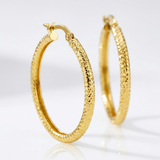 RCJ - 14k Yellow Gold Tube Textured Round Hoop Earrings - One Size - Gold - View 2