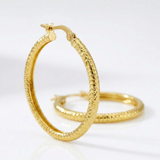 RCJ - 14k Yellow Gold Tube Textured Round Hoop Earrings - One Size - Gold - View 4