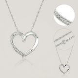 RCJ - Open Heart Pendant with Diamonds in Sterling Silver - 18 - Silver - View 3