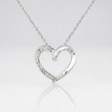 RCJ - Open Heart Pendant with Diamonds in Sterling Silver - 18 - Silver - View 4