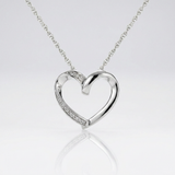 RCJ - Open Heart Pendant with Diamonds in Sterling Silver - 18 - Silver - View 2