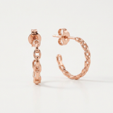 RCJ - 14k Rose Gold Delicate Chain Hoop Earrings - One Size - Pink - View 3