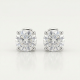 RCJ - 14k White Gold 8.0mm Round CZ Stud Earrings - One Size - Silver - View 4