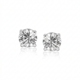 RCJ - 14k White Gold 8.0mm Round CZ Stud Earrings - One Size - Silver - View 2