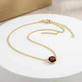 RCJ - 14k Yellow Gold 17 inch Necklace with Round Garnet - 17 - Gold - View 3