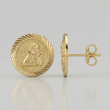 RCJ - 14k Yellow Gold Round Angel Post Earrings - One Size - Gold - View 4