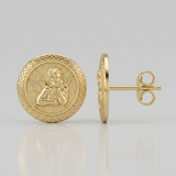 RCJ - 14k Yellow Gold Round Angel Post Earrings - One Size - Gold - View 3
