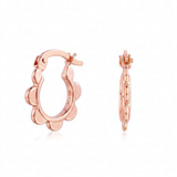 RCJ - 14k Rose Gold Scalloped Hoop Earrings - One Size - Pink - View 3