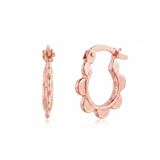 RCJ - 14k Rose Gold Scalloped Hoop Earrings - One Size - Pink - View 4