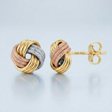 RCJ - Love Knot Post Earrings in 14k Tri Color Gold - One Size - Gold - View 3