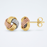 RCJ - Love Knot Post Earrings in 14k Tri Color Gold - One Size - Gold - View 2