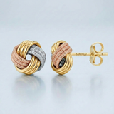 RCJ - Love Knot Post Earrings in 14k Tri Color Gold - One Size - Gold - View 4