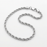 RCJ - 10k White Gold Solid Diamond Cut Rope Bracelet 1.5mm - Silver - View 4