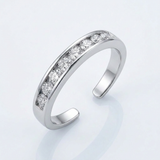 RCJ - Sterling Silver Rhodium Finished Toe Ring with White Tone Cubic Zirconia Accents - One Size - Silver - View 3
