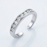 RCJ - Sterling Silver Rhodium Finished Toe Ring with White Tone Cubic Zirconia Accents - One Size - Silver - View 4