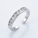 RCJ - Sterling Silver Rhodium Finished Toe Ring with White Tone Cubic Zirconia Accents - One Size - Silver - View 2