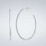 RCJ - Sterling Silver Polished Oval Hoop Earrings - One Size - Silver - View 2