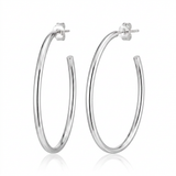 RCJ - Sterling Silver Polished Oval Hoop Earrings - One Size - Silver - View 3