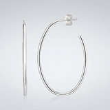 RCJ - Sterling Silver Polished Oval Hoop Earrings - One Size - Silver - View 4
