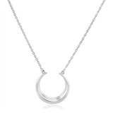 RCJ - Sterling Silver 18 inch Moon Motif Necklace with Diamond - 18 - Silver - View 2