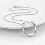 RCJ - Sterling Silver 18 inch Moon Motif Necklace with Diamond - 18 - Silver - View 4